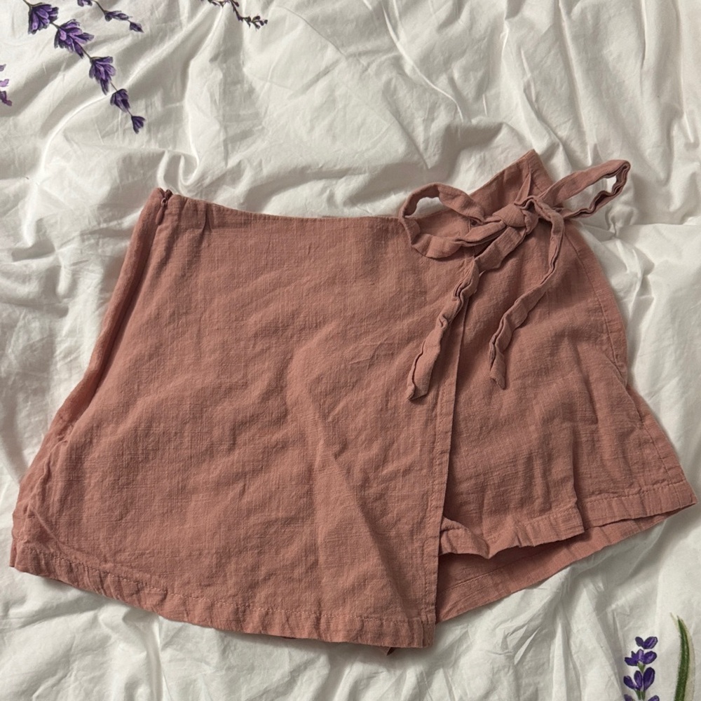 Women's Pink Faux Wrap Skort